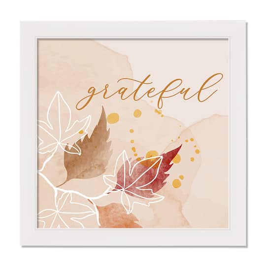 Grateful Fall Foliage Wall Art in White Frame